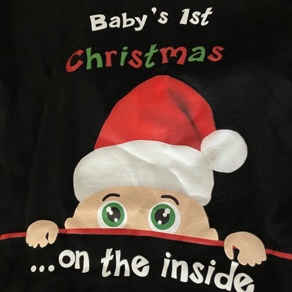 NWOT Maternity Christmas Shirt “Baby’s first Christmas on the inside”